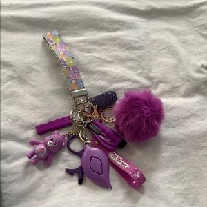 Purple Bear-Themed Keychain Toy Set
